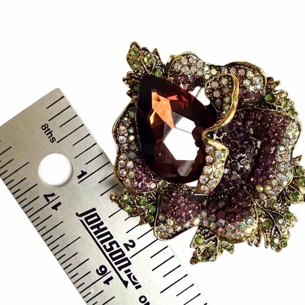 Floral Rhinestone Brooch large couture